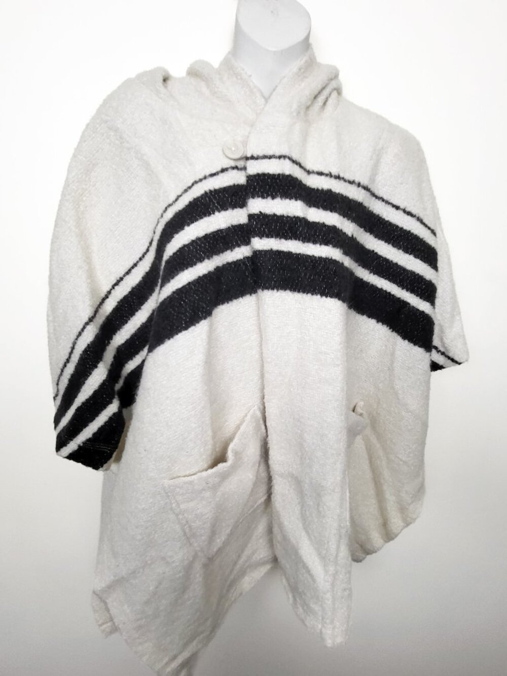 Aritzia "Golden by TNA" Wool-Blend Hooded Striped Poncho Cape - Size S/M